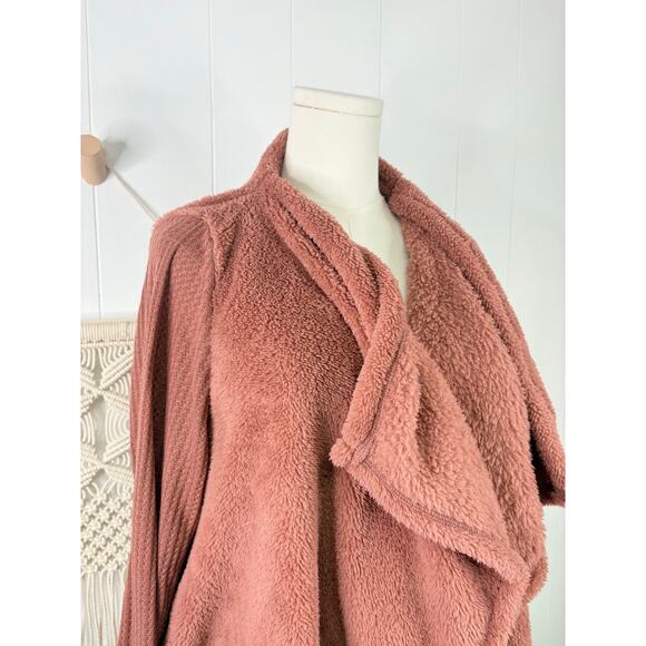 Jodifl Plush Faux Fur Teddy Coat Size Medium Cardigan Sweater Mauve - Picture 3 of 8